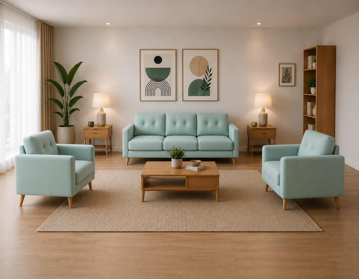 Scandinavian 3+1+1 Sofa Set